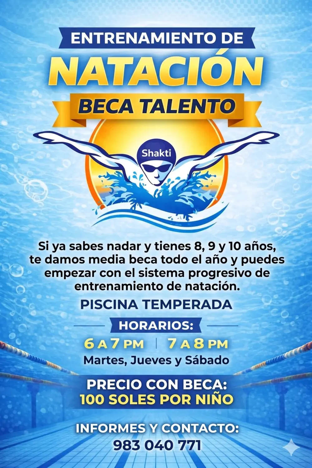 Clases de natación para niños en Piscina de Chancay - Club Shakti